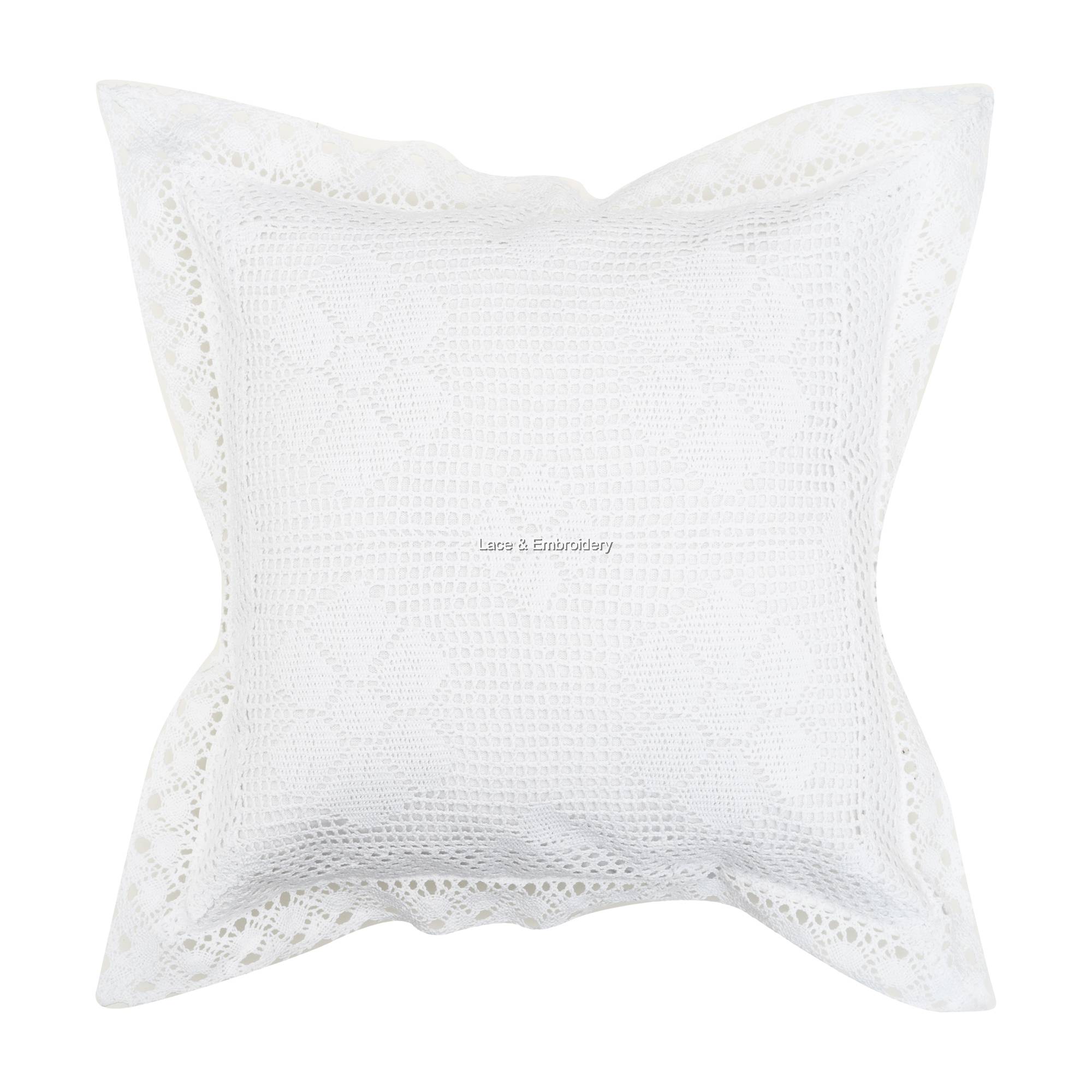 Nostalgia Crochet Lace Square Cushion Cover/Throw Pillow Cover. Easy