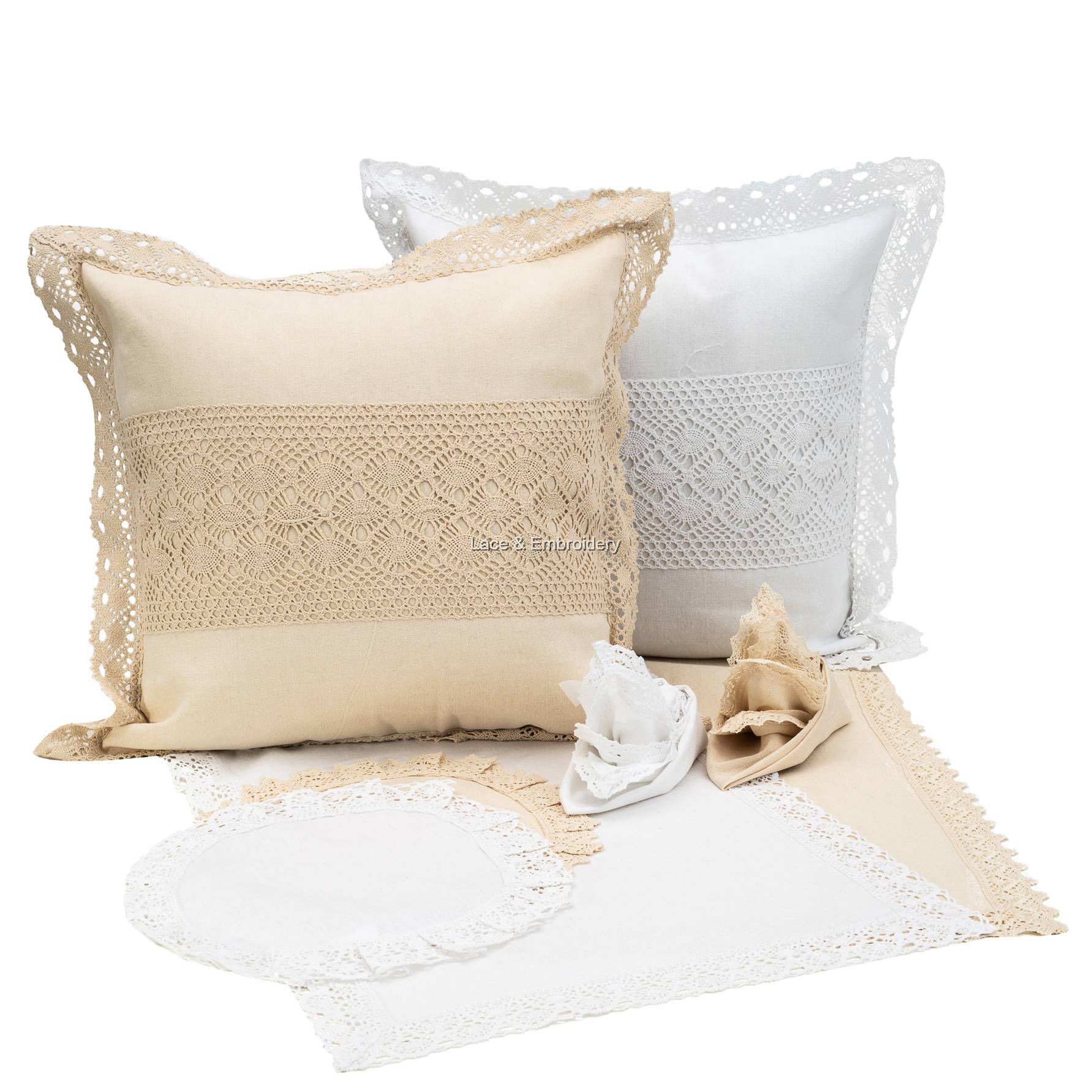 Nostalgia Crochet Lace Polycotton Dinner Cloth Table Napkins/Fabric