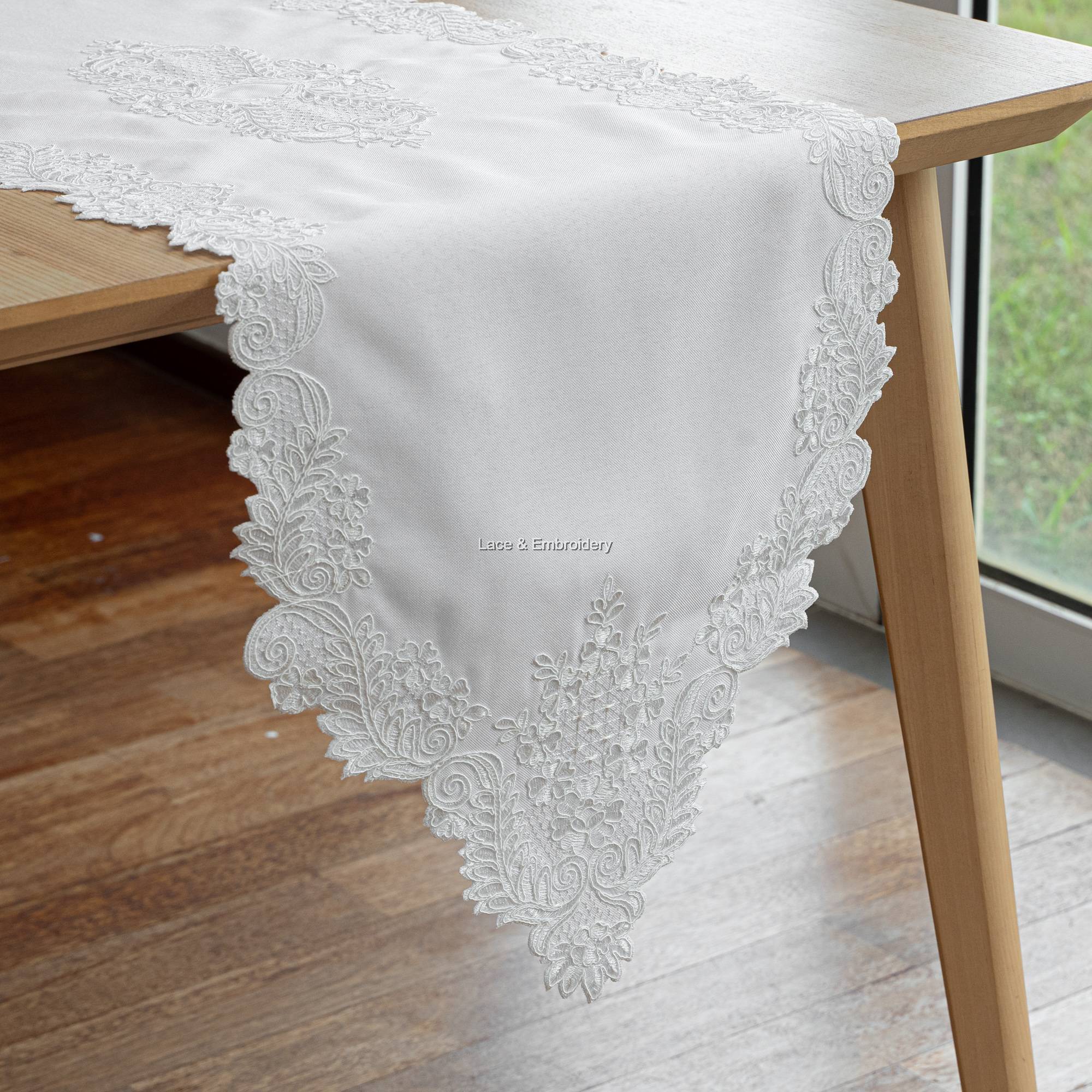 Lace & Embroidery Assyria White Floral Cording Embroidery Cation