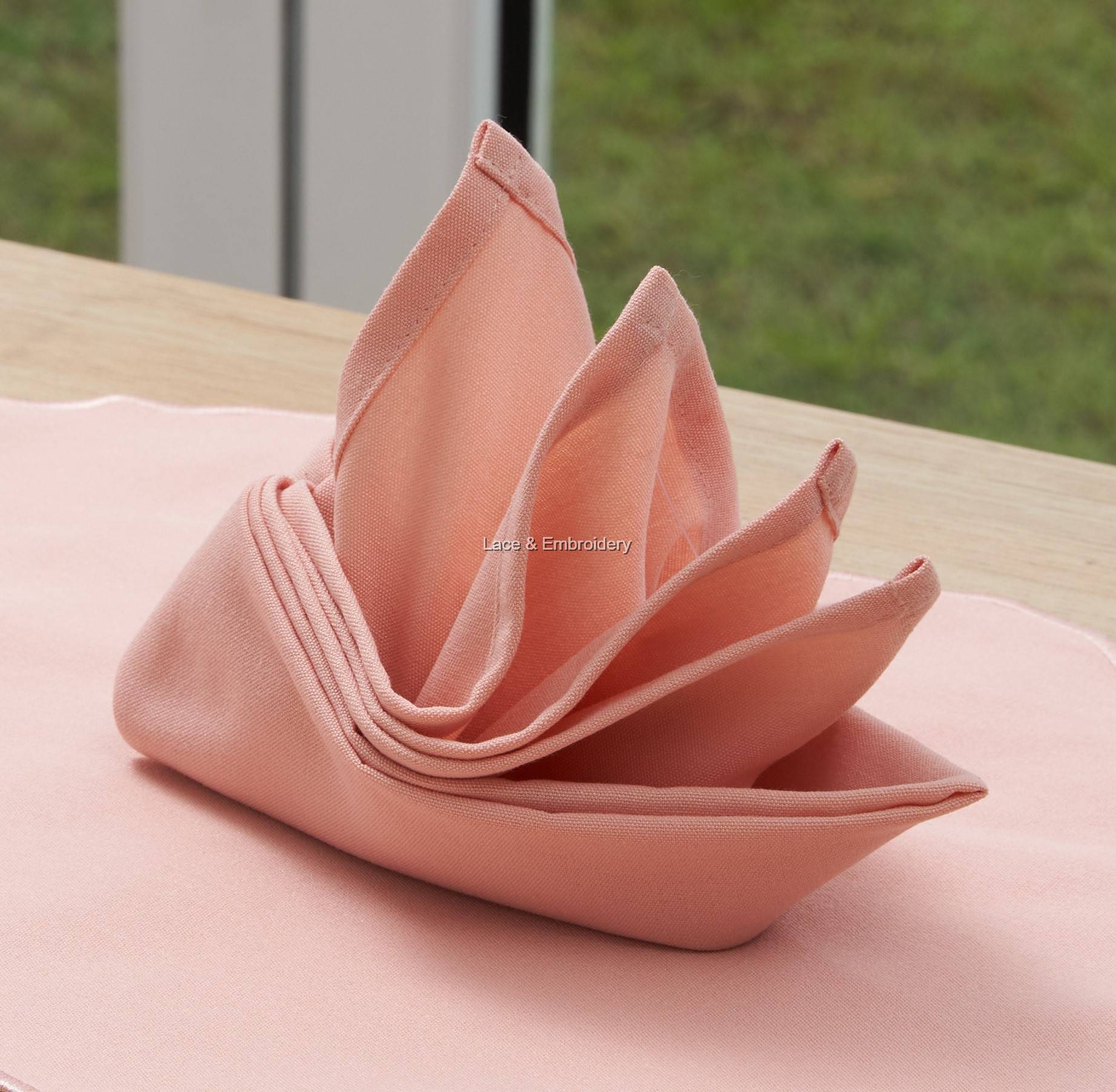 napkin Cottage Yarn Peach Plain Thick Spun Polyester Dinner Cloth Table Napkins  51x51cm/20x20”. Pack of 2,