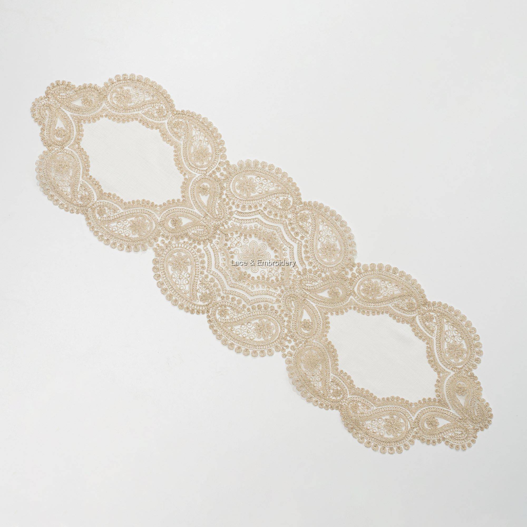 Lace & Embroidery Bellissima Lace Gold on Cream Table Runner/Dresser Scarf. 30x96cm (Gold and Cream) Lace & Embroidery Bellissima Lace Gold on Cream Table Runner/Dresser Scarf. 30x96cm (Gold and Cream)