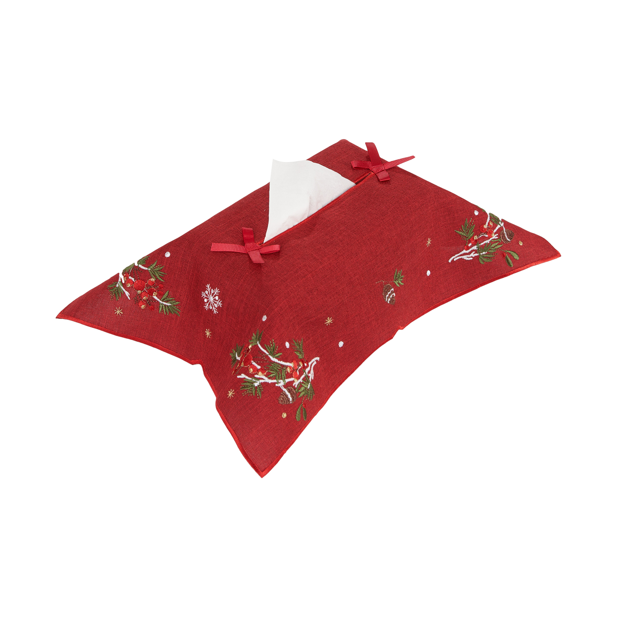 Lace & Embroidery Berry Garland Red Embroidery Cation Fabric