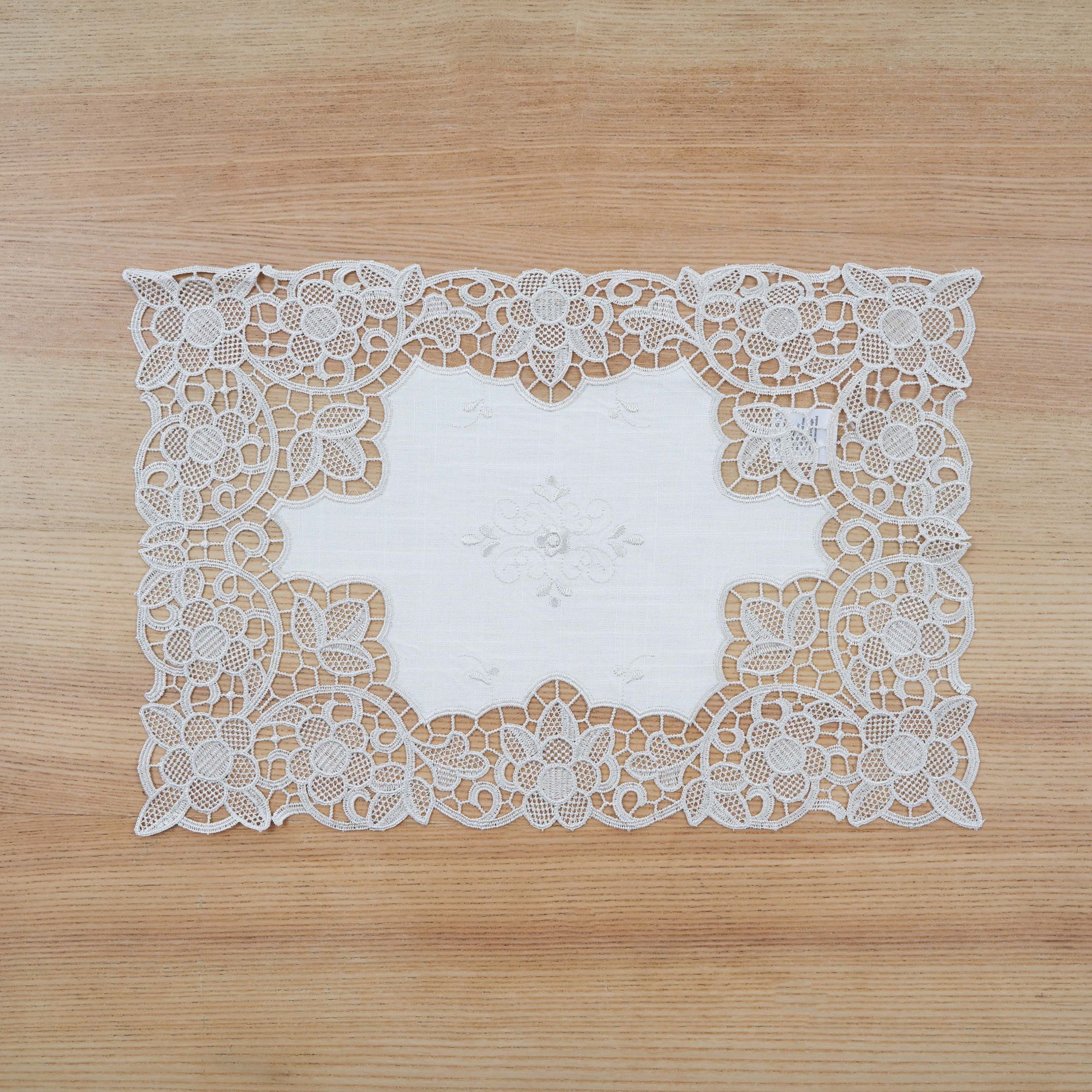 Lace & Embroidery Anglo Lace Classic Soft Bamboo Polylinen Table Placemats  30x43cm/12x17 (Grey) Alas Pinggan Makan